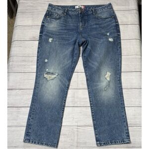 CABI Malibu Cropped Straight Leg Denim Jeans Womens Size‎ 10 Distressed #6283